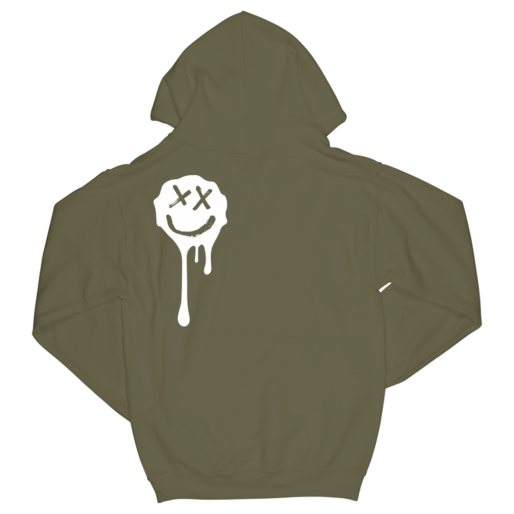 Olive Drip Smiley Hoodie