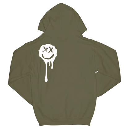 Olive Drip Smiley Hoodie