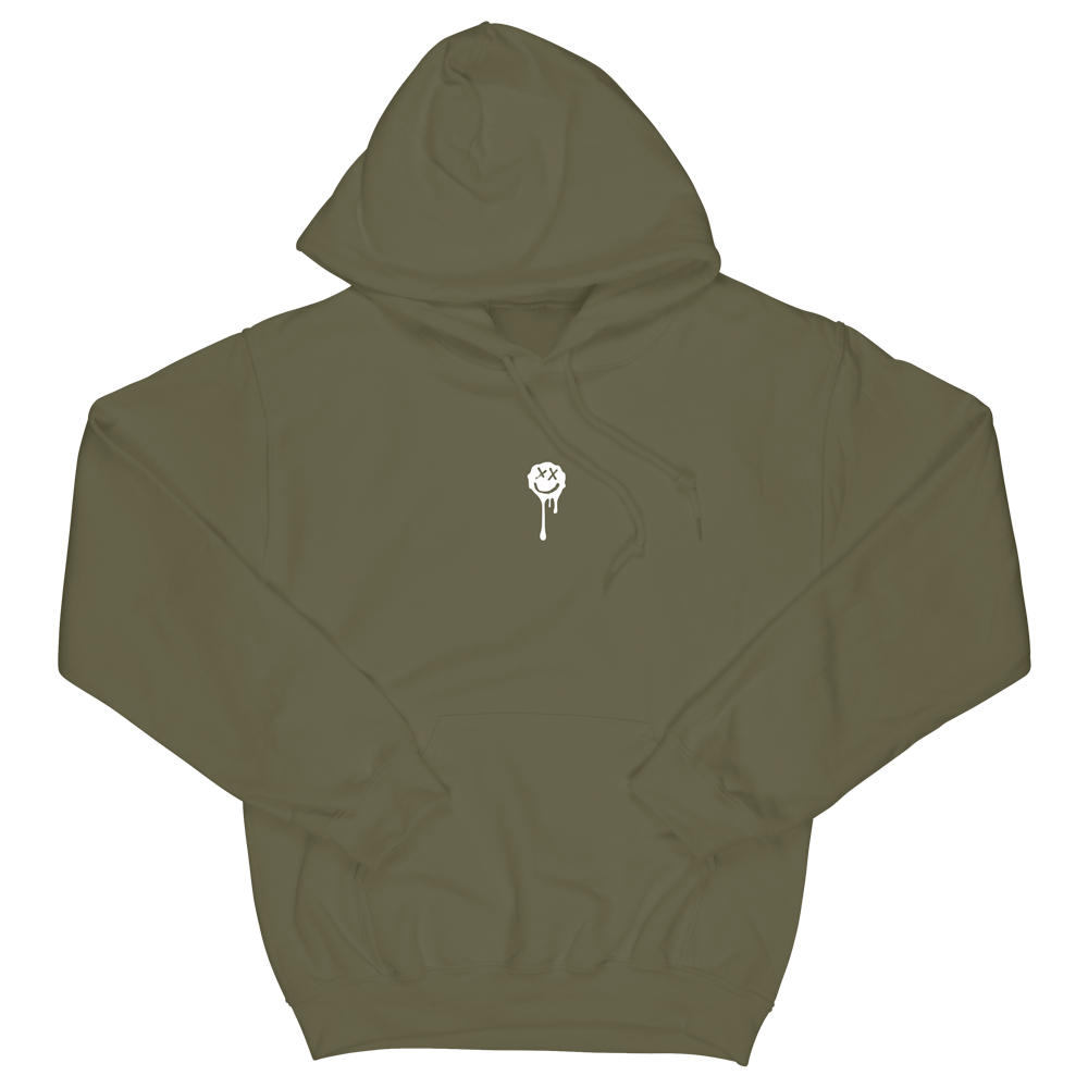 Olive Drip Smiley Hoodie