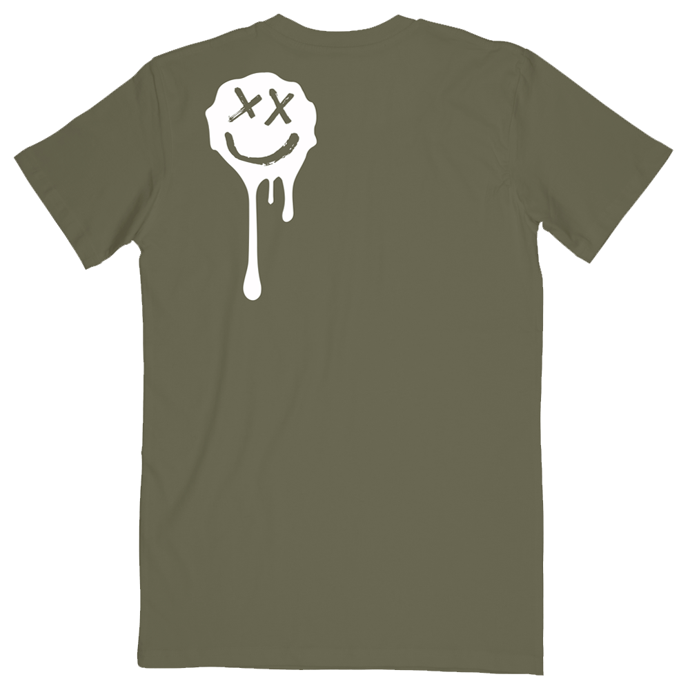 Olive Drip Smiley Tee