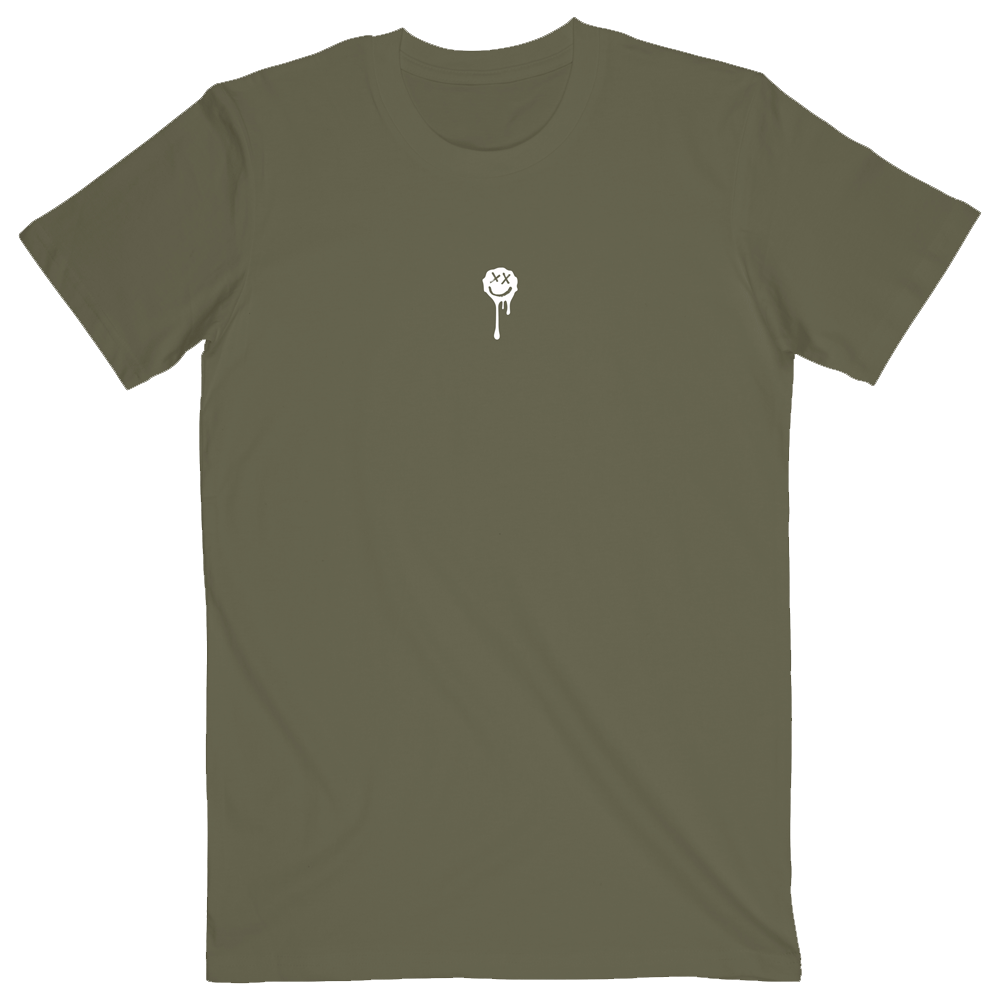 Olive Drip Smiley Tee